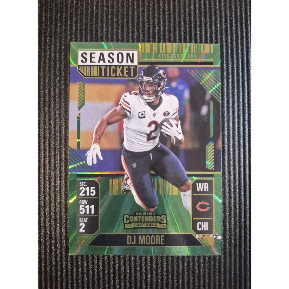2024 Contenders Dj Moore #18 Green Sunburst Chicago Bears